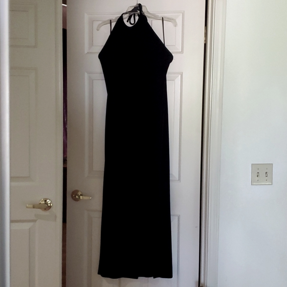 Black Maxi Velvety Razorback Dress